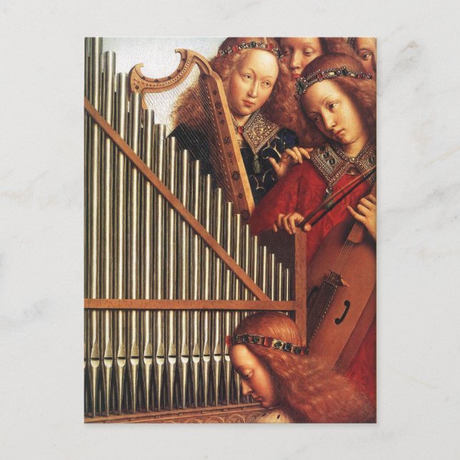 Carte Postale ANGES JOUER MUSIQUE, détail, Parchemin (Devant)