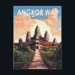 Carte Postale Angkor Vat Cambodge Travel Art Vintage<br><div class="desc">Image vectorielle Angkor Vat. Angkor Wat est un complexe de temples au Cambodge qui est considéré comme la plus grande structure religieuse au monde par Guinness World Records. Il est situé dans l'ancienne capitale khmère d'Angkor,  dans le nord du Cambodge.</div>