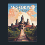Carte Postale Angkor Vat Cambodge Travel Art Vintage<br><div class="desc">Image vectorielle Angkor Vat. Angkor Wat est un complexe de temples au Cambodge qui est considéré comme la plus grande structure religieuse au monde par Guinness World Records. Il est situé dans l'ancienne capitale khmère d'Angkor,  dans le nord du Cambodge.</div>
