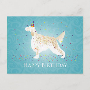 Carte Postale Anglais Setter Joyeux Design d'anniversaire