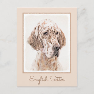 Carte Postale Anglais Setter Orange Belton Peinture Chien Art
