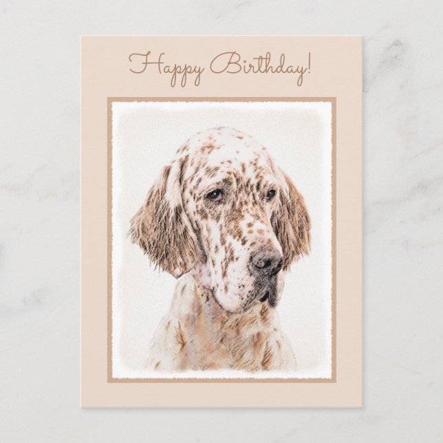 Carte Postale Anglais Setter Orange Belton Peinture Chien Art (Devant)