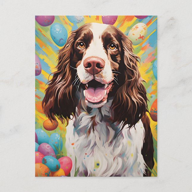 Carte Postale Anglais Springer Spaniel Bonne Pâques (Devant)