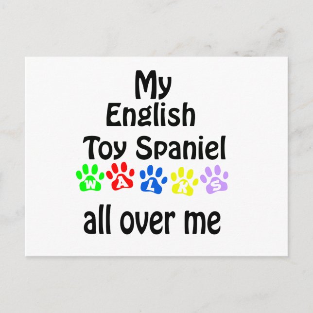Carte Postale Anglais Toy Spaniel Walks Design (Devant)
