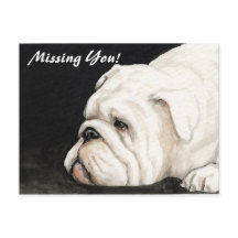 Carte postale anglaise Bulldog "Missing You"