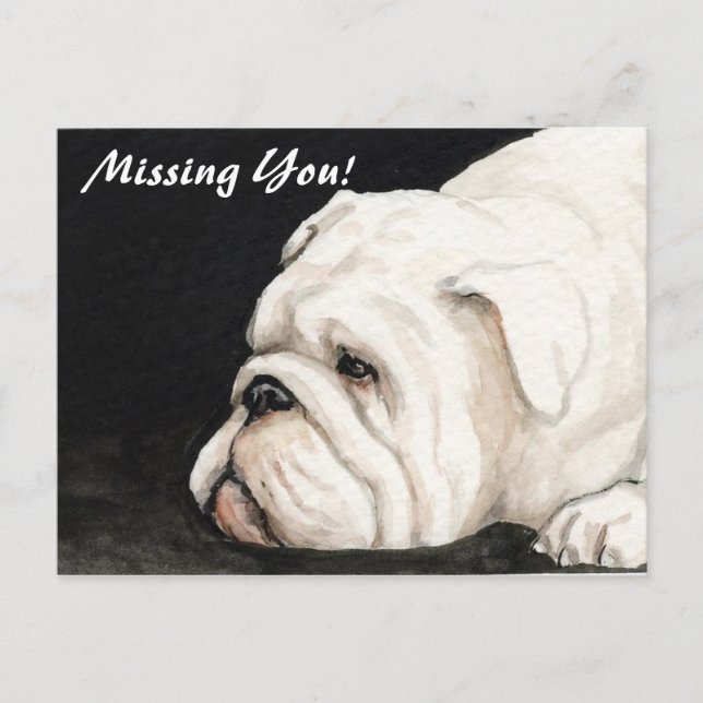 Carte postale anglaise Bulldog "Missing You" (Devant)