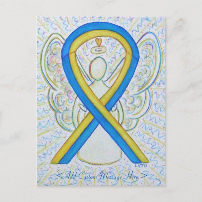 Carte postale Angle ruban de sensibilisation bleu  (Devant)