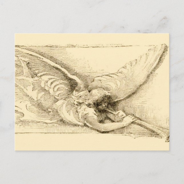 Carte Postale Angle vintage avec trompette Monotone (Devant)