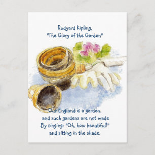 Carte Postale Angleterre Jardin Verse avec aquarelle peinture
