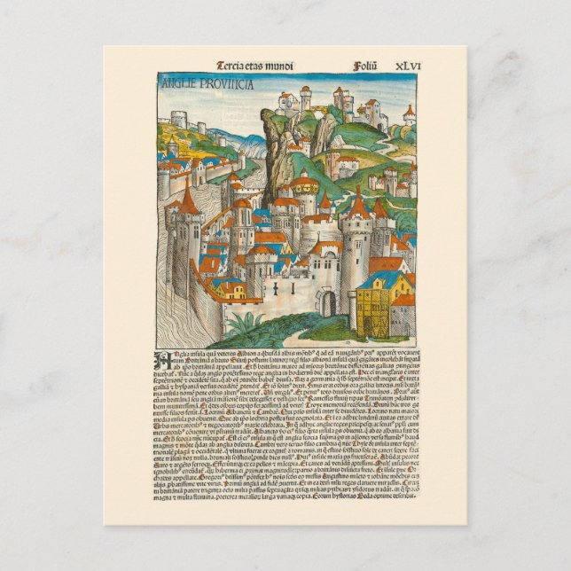 Carte Postale Angleterre Nuremberg Chronique 1493 Livre médiéval (Devant)