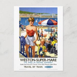 Carte Postale Angleterre Weston Super Mare Poster Vintage voyage