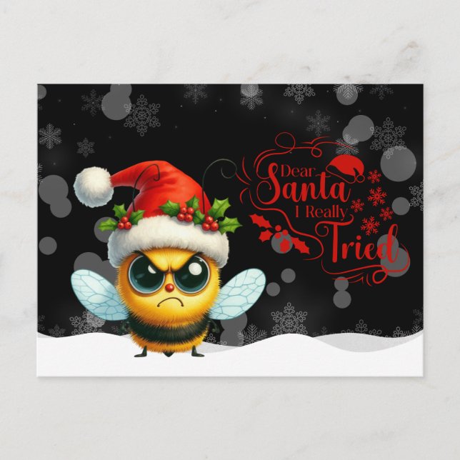 Carte Postale Angry Bee Dear Santa I Really  Tried Postcard (Devant)