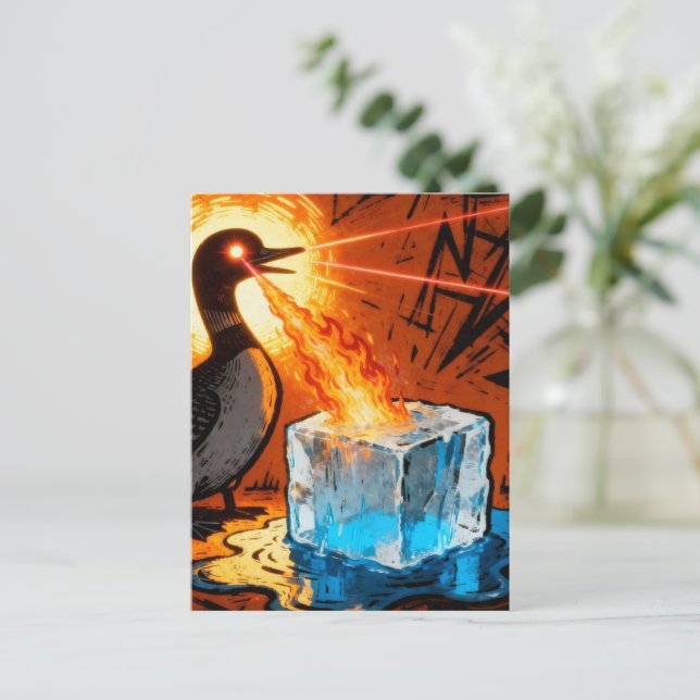 Carte Postale Angry fire breathing MN Loon melting ice  (Debout devant)