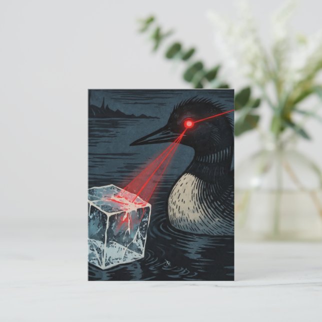 Carte Postale Angry Minnesota Loon Melting Ice Cube  (Debout devant)