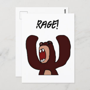 Carte Postale Angry Stress Brown Ours Drôle Frustré Cartoon