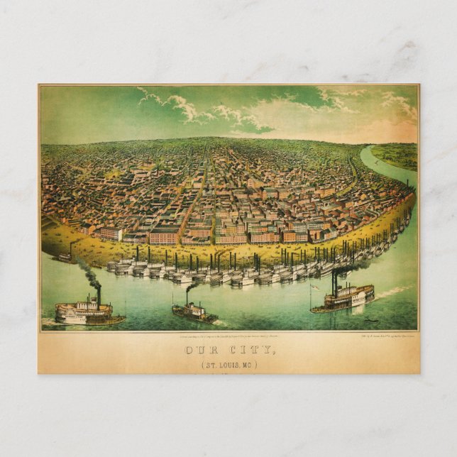 Carte Postale anicke's map of St Louis (1859) (Devant)