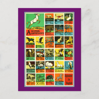 Carte Postale Animal abc alphabet Chart teachers and learners