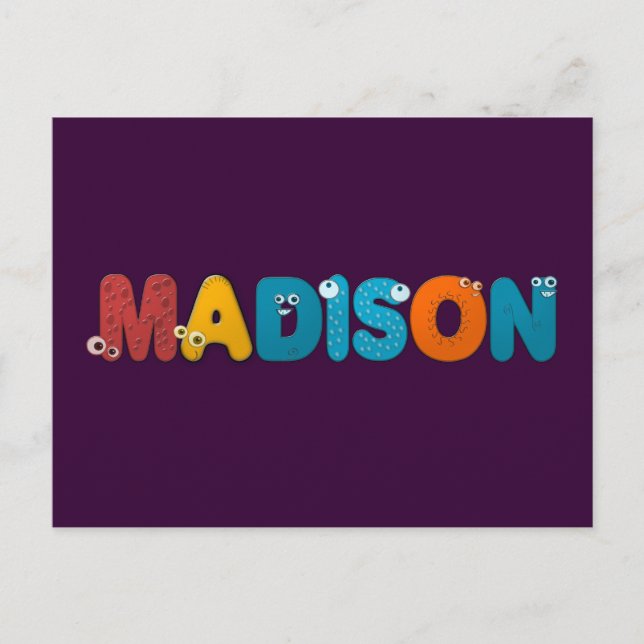 Carte Postale animal alphabet Madison (Devant)