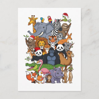 Carte Postale Animal Christmas