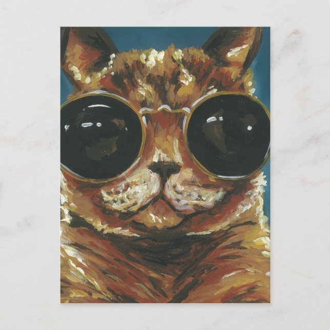 Carte Postale Animal Dapper | Kitty dans les lunettes de soleil (Devant)