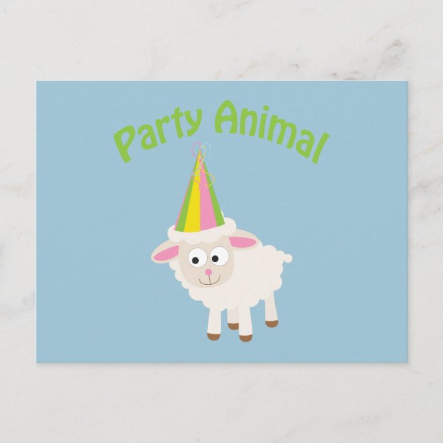 Carte Postale Animal de fête ! Agneau (Devant)