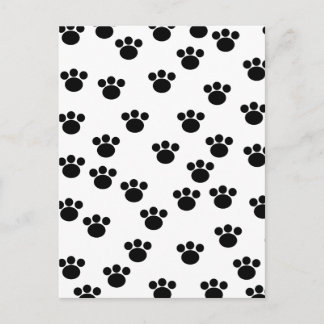 Carte Postale Animal Paw Print Pattern. Black and White.