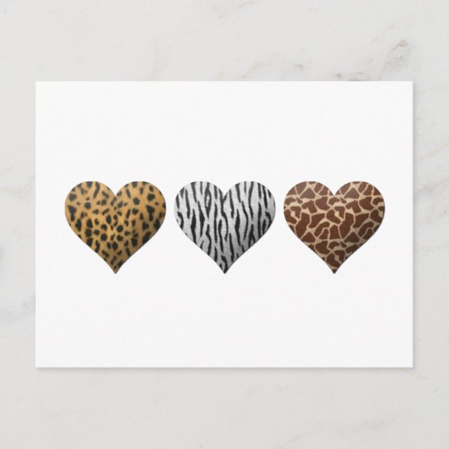 Carte Postale Animal Print Hearts (Devant)