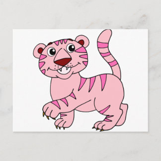 Carte Postale Animal sauvage de tigre rose, mais super mignon