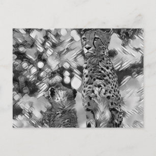 Carte Postale AnimalArtBW_Guéopard_008