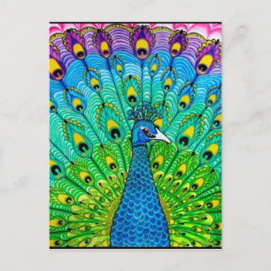 Carte Postale Animation d'oiseau de paon