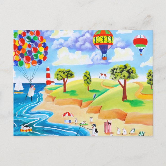 Carte Postale Animaux à la plage (Devant)