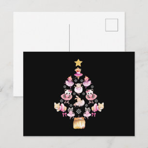 Carte Postale Animaux de ballet Sapin de Noël