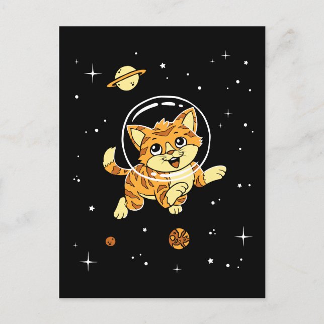 Carte Postale Animaux De Chat Dans L'Espace (Devant)
