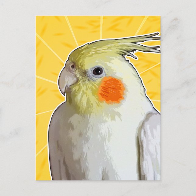 Carte Postale Animaux de compagnie gaie Cockatiel Oiseau Citron  (Devant)
