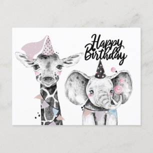 Carte Postale Animaux de fête d'anniversaire