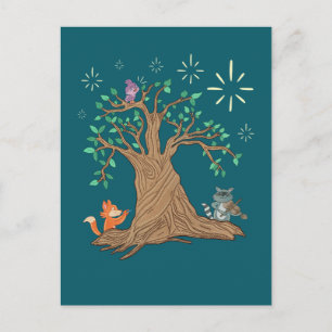 Carte Postale Animaux de la forêt jouant de la musique Art fol