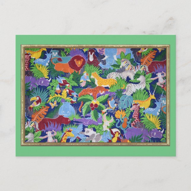 Carte Postale Animaux de la jungle colorée (Devant)