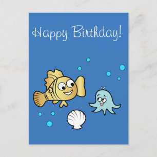 Carte Postale Animaux de mer amusants