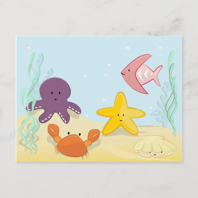 Carte Postale Animaux de mer mignons (Devant)