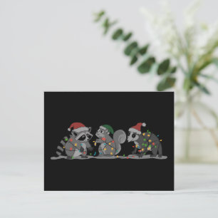 Carte Postale Animaux de Noël Santa Bête Raton laveur Opossum Éc