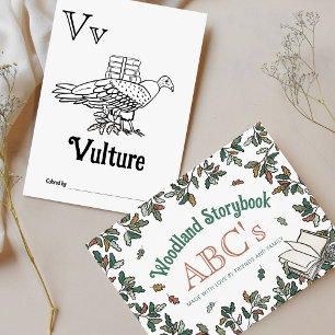 Carte Postale Animaux des bois ABC Coloration Activité du Baby s