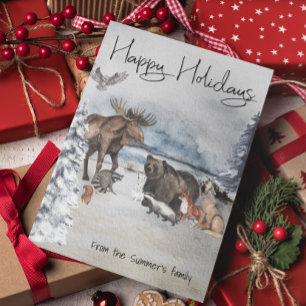 Carte Postale Animaux des bois Vacances d'hiver