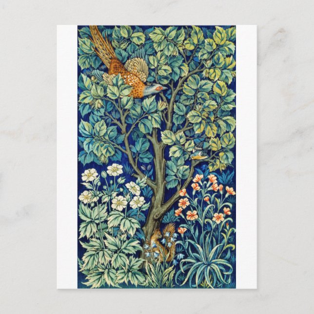 Carte Postale Animaux et fleurs, Forêt, William Morris (Devant)