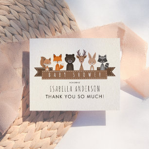 Carte Postale Animaux mignons de la forêt Baby Shower   Merci