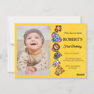 Carte Postale animaux sauvages premier anniversaire