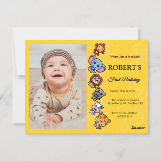Carte Postale animaux sauvages premier anniversaire