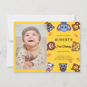 Carte Postale animaux sauvages premier anniversaire