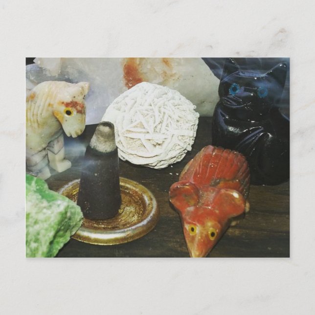 Carte Postale Animaux spirituels, cristaux et encens (Devant)