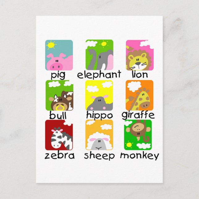 Carte Postale Animaux sur les tee-shirts et cadeaux de parade (Devant)