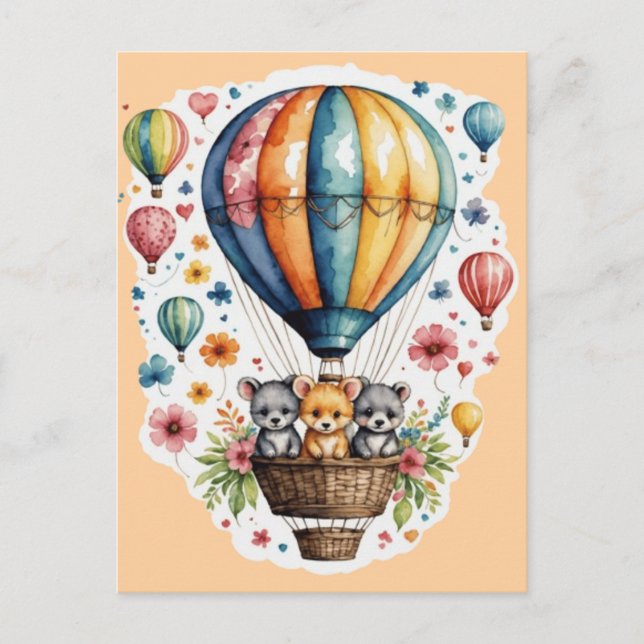 Carte Postale Animaux sur un ballon (Devant)